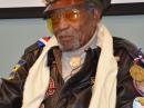 Julius T. Freeman, KB2OFY, during an undated visit with Girl Scouts on Long Island. [Queens Public Television photo]